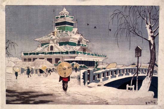 海運橋、駿河町雪：小林清親の東京名所図